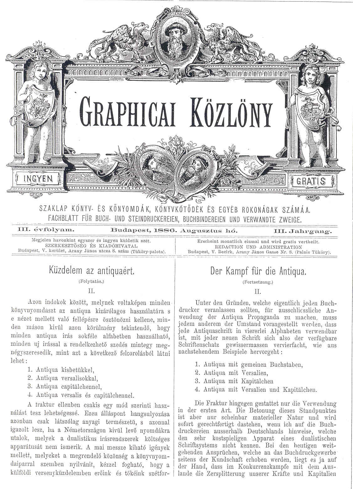 Graphicai Közlöny, 1886