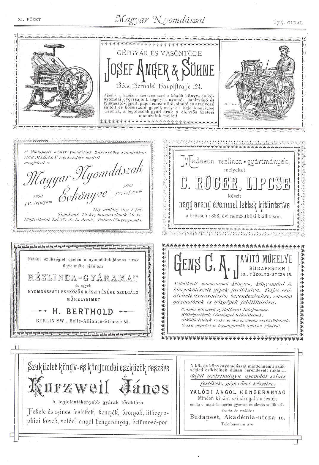 Magyar Nyomdászat, 1889